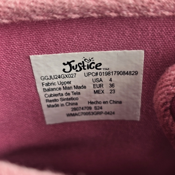 Justice Sport Pink High Top Sneakers Size 4 - Picture 6 of 7